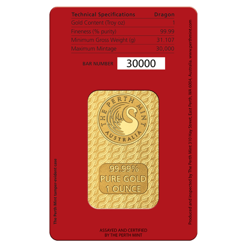 2024 year of the dragon 1oz. 9999 gold minted bullion bar