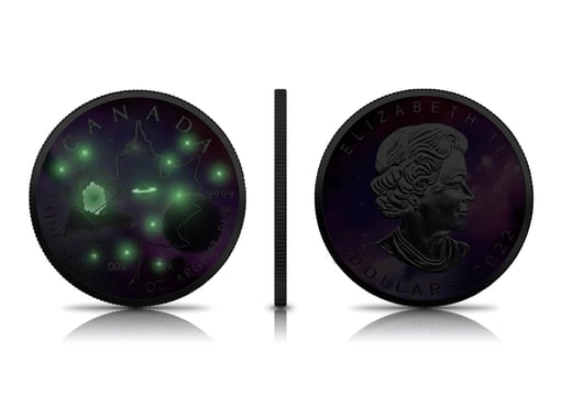 2022 maple leaf - glowing galaxy iv 1oz. 999 silver coin
