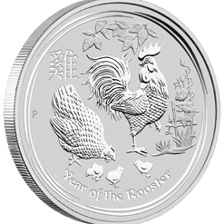 2017 year of the rooster 1/2oz. 9999 silver bullion coin - lunar series ii