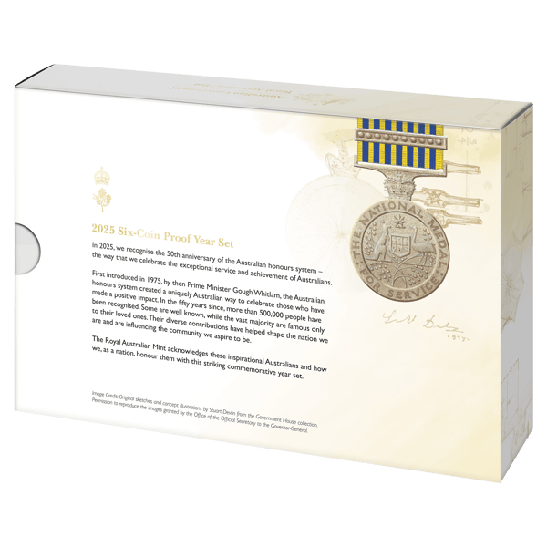 2025 50 Years of the Australian Honours System Six Coin Proof Year Set