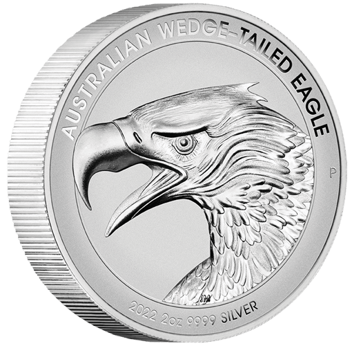 2022 australian wedge-tailed eagle 2oz. 9999 silver enhanced reverse proof high relief piedfort coin
