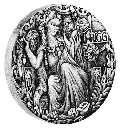 2017 norse goddesses – frigg 2oz. 9999 silver antiqued high relief coin - the perth mint