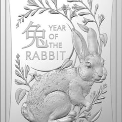 2023 $1 lunar year of the rabbit 1/2oz. 999 silver frosted ingot