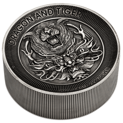 2022 dragon and tiger 2kg. 9999 silver antiqued high relief coin