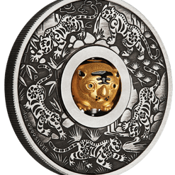 2022 year of the tiger rotating charm 1oz. 9999 silver antiqued coin