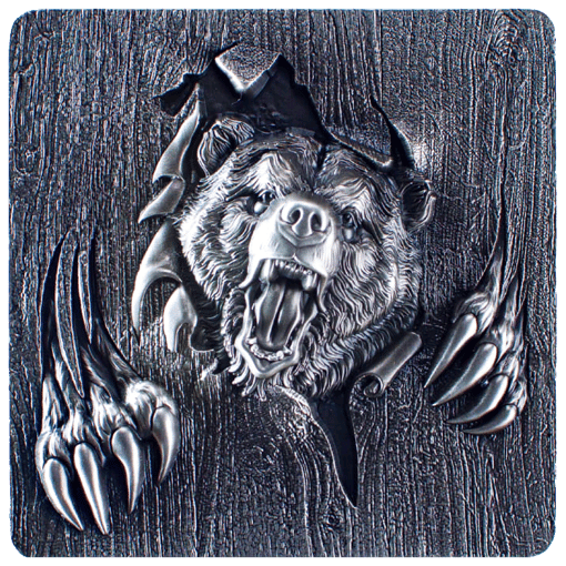 Furious beasts - bear 2oz. 999 silver stackable