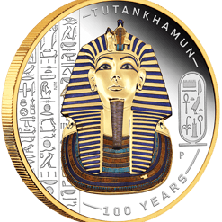 2022 tutankhamun discovery 100 year anniversary 2oz silver proof gilded coloured coin