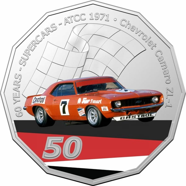10495-2020-50c-1971-chevrolet-camaro-zl-1-60-years-of-supercars-coloured-coin-in-card