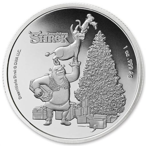 2021 shrek christmas 1oz. 999 silver bullion coin