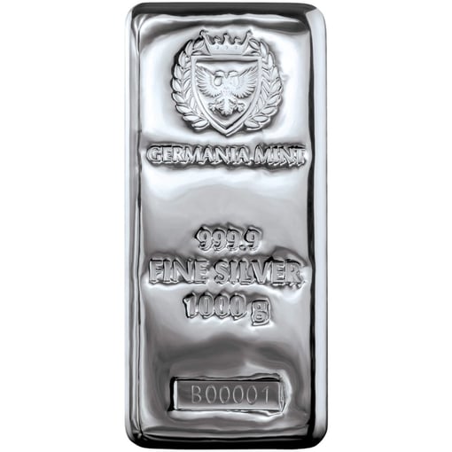 Germania mint 1kg. 9999 silver cast bullion bar - 1 kilo