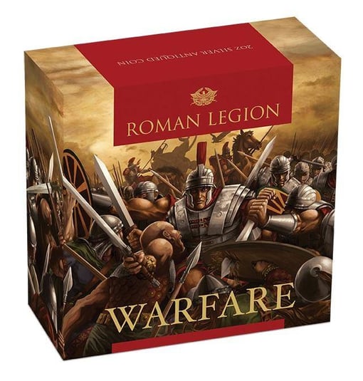 2018 warfare – roman legion 2oz. 9999 silver antiqued high relief rimless coin