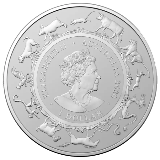 2020 year of the rat 1oz. 999 silver bullion coin - lunar series