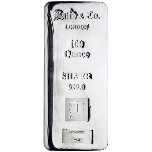 Baird & co 100oz. 999 silver cast bullion bar