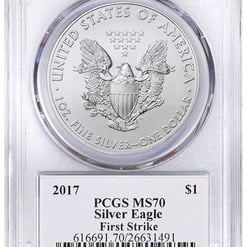 2017 - 1oz silver eagle - first strike - donald trump label dollar ms70 pcgs