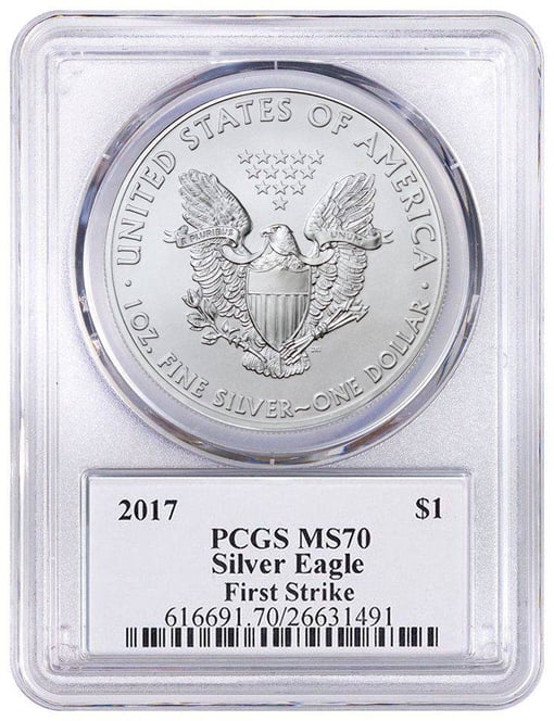 2017 - 1oz silver eagle - first strike - donald trump label dollar ms70 pcgs
