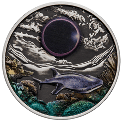 2023 Ningaloo Eclipse 2oz Silver Antiqued Coloured Coin