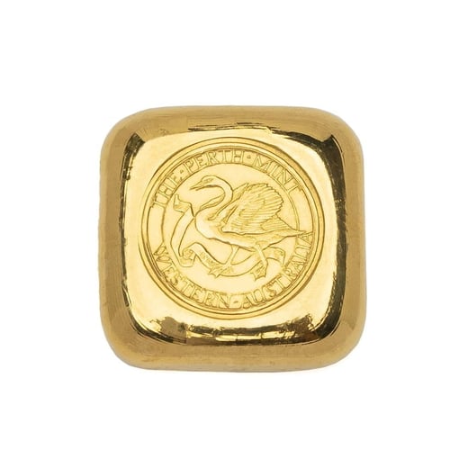 Perth mint 1oz. 9999 gold cast bullion bar - left facing swan