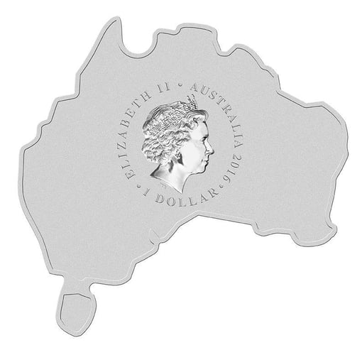 2016 great white shark - australian map series - 1oz. 999 silver coin - the perth mint