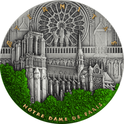 2021 Notre-Dame De Paris 2oz .999 Silver High Relief Antiqued Coin