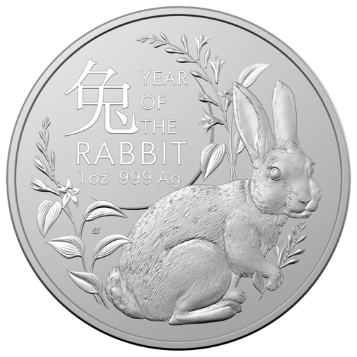 2023 $1 year of the rabbit 1oz. 999 silver bullion coin