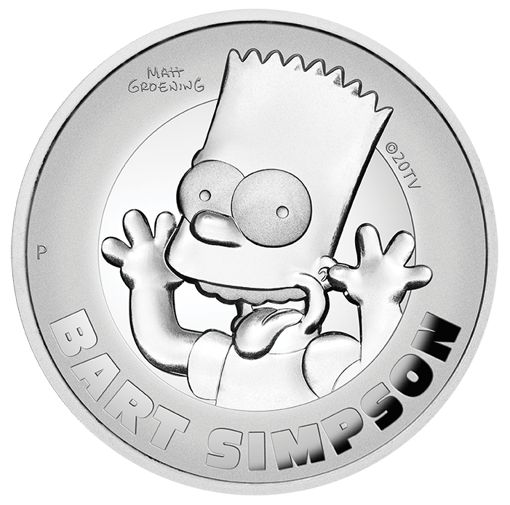 2022 the simpsons - bart simpson 2oz. 9999 silver proof high relief coin