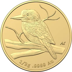 2022 $5 mini money kookaburra 1/2gm (0. 5g). 9999 gold frosted uncirculated coin