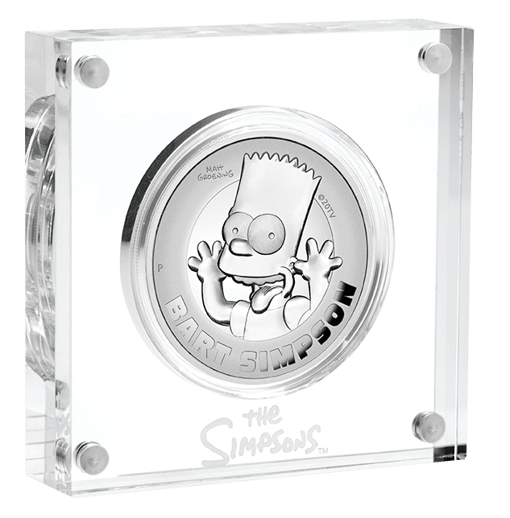 2022 the simpsons - bart simpson 2oz. 9999 silver proof high relief coin