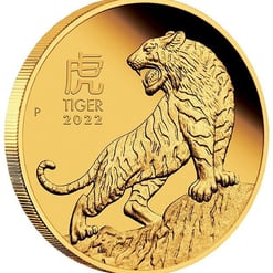 2022 year of the tiger 1/4oz. 9999 gold proof coin - lunar series iii