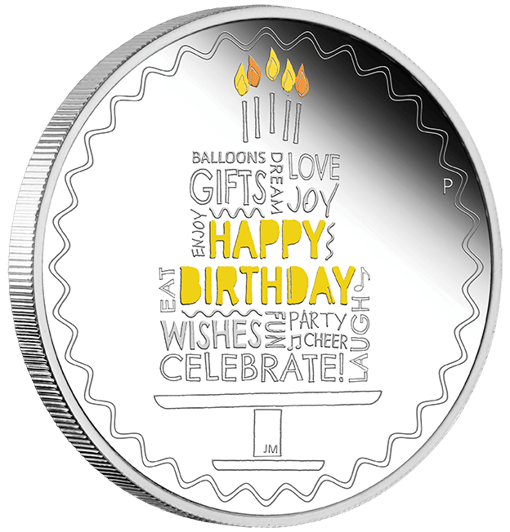 2022 happy birthday 1oz. 9999 coloured silver proof coin