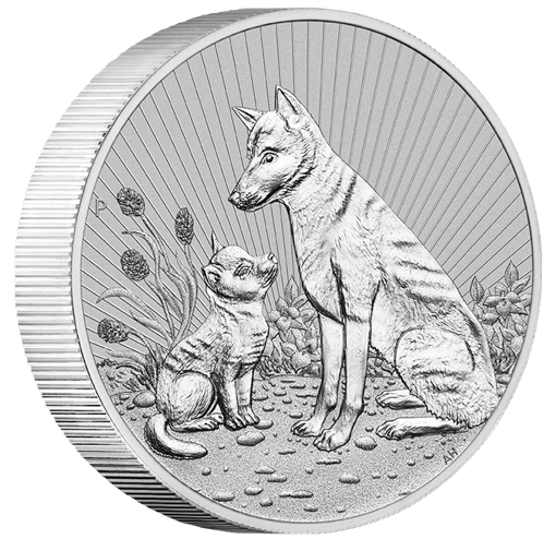 2022 mother & baby dingo 2oz. 9999 silver bullion piedfort coin