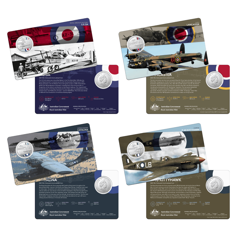 centenary 10419-2021-50c-centenary-of-royal-australian-air-force-coloured-11-coin-collection-cuni-2021-50c-centenary-of-royal-australian-air-force-coloured-11-coin-collection-cuni
