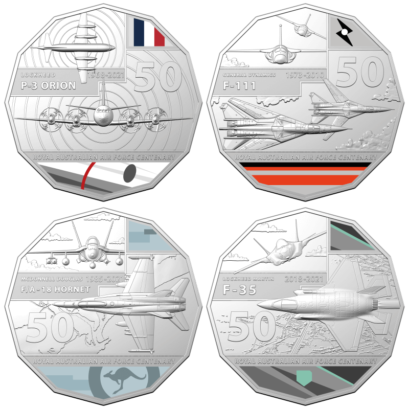 centenary 10419-2021-50c-centenary-of-royal-australian-air-force-coloured-11-coin-collection-cuni-2021-50c-centenary-of-royal-australian-air-force-coloured-11-coin-collection-cuni
