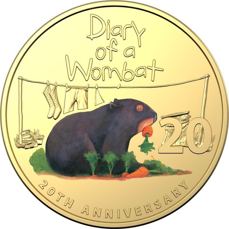 wombat 11089-2022-20c-20th-anniversary-of-diary-of-a-wombat-gold-plated-coin-in-deluxe-edition-book-2022-20c-20th-anniversary-of-diary-of-a-wombat-gold-plated-coin-in-deluxe-edition-book