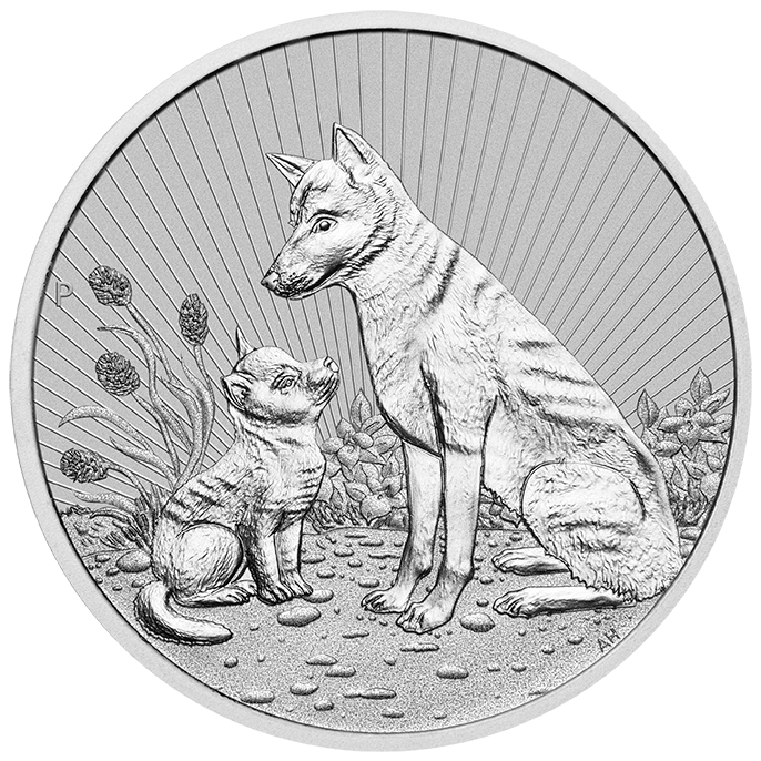 baby dingo 22528CAX-2022-mother-baby-dingo-2oz-9999-silver-bullion-piedfort-coin-in-pm-plastic-flip