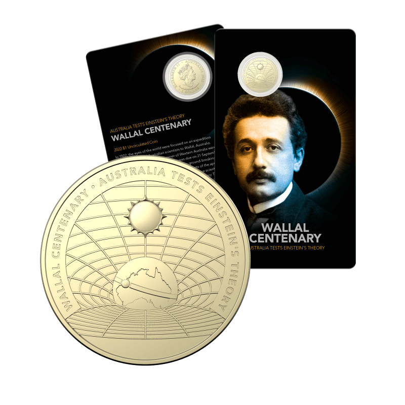 wallal 10801-2022-1-wallal-centenary-australia-tests-einsteins-theory-uncirculated-coin-in-card-albr