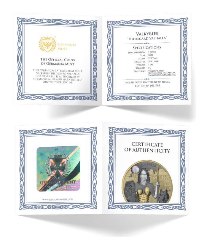 valkyries 22GMCCVH1OZS-2022-valkyries-hildegard-valhalla-1oz-9999-silver-gilded-coin