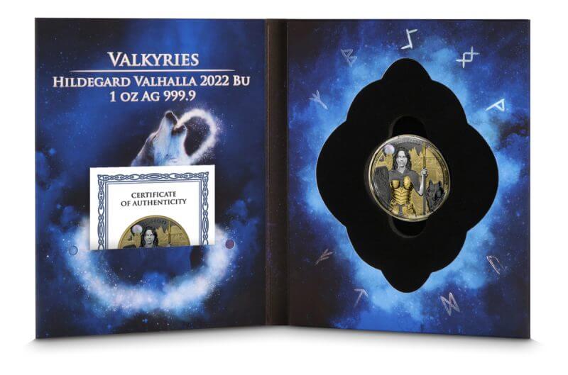 valkyries 22GMCCVH1OZS-2022-valkyries-hildegard-valhalla-1oz-9999-silver-gilded-coin