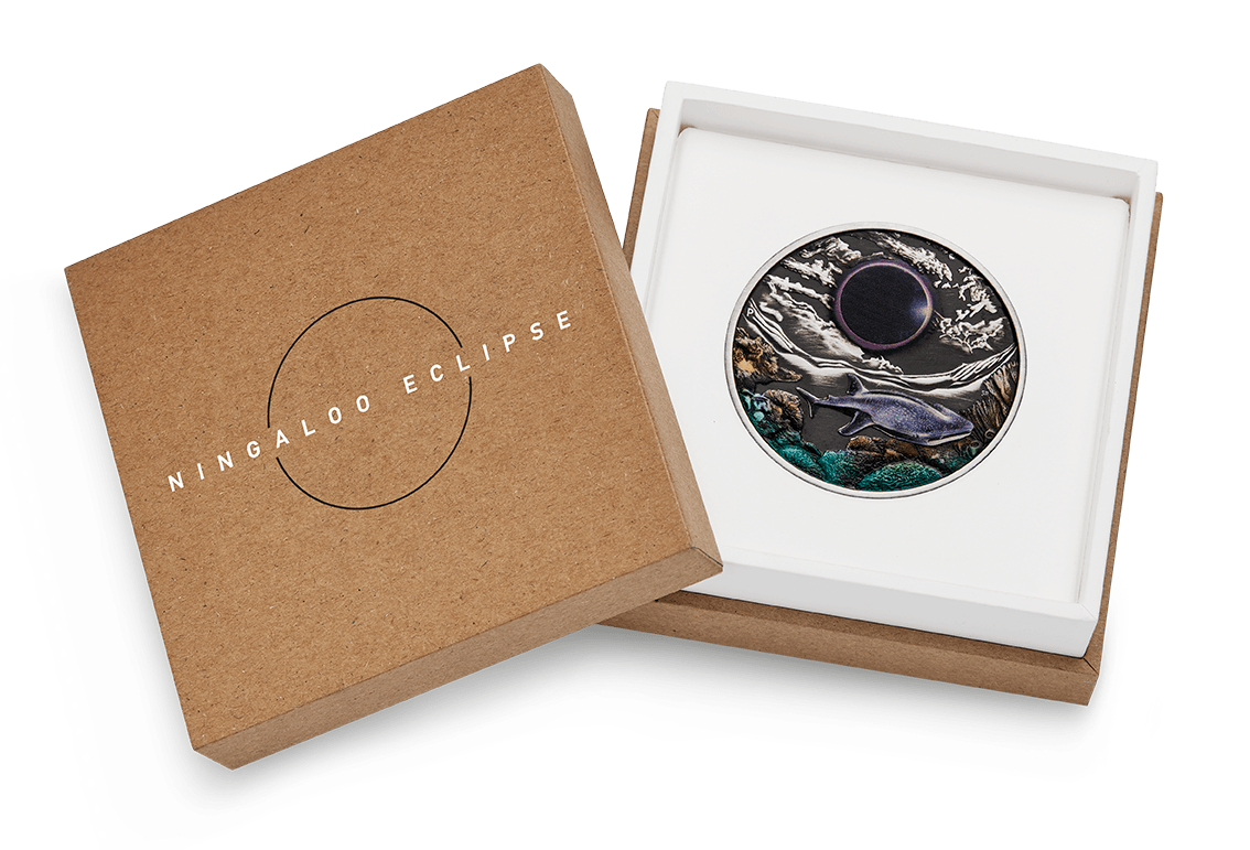 2023年 ニンガルー・エクリプス（エクスマウス皆既日食） 2オンス銀貨 2023 Ningaloo Eclipse 2oz Silver Antiqued Coloured Coin