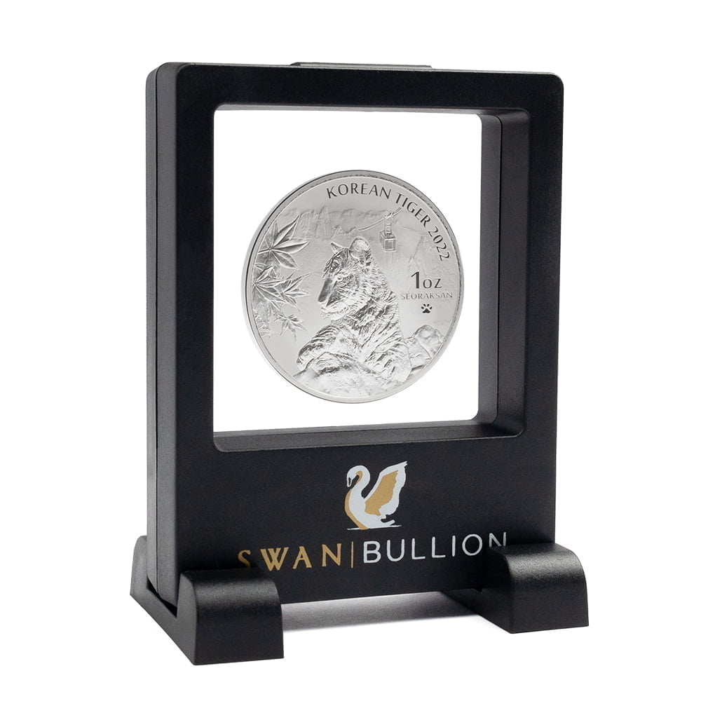 Floating Frame Display Case SB-3D-FFDCWS-swan-bullion-3d-floating-frame-display-case-with-stands