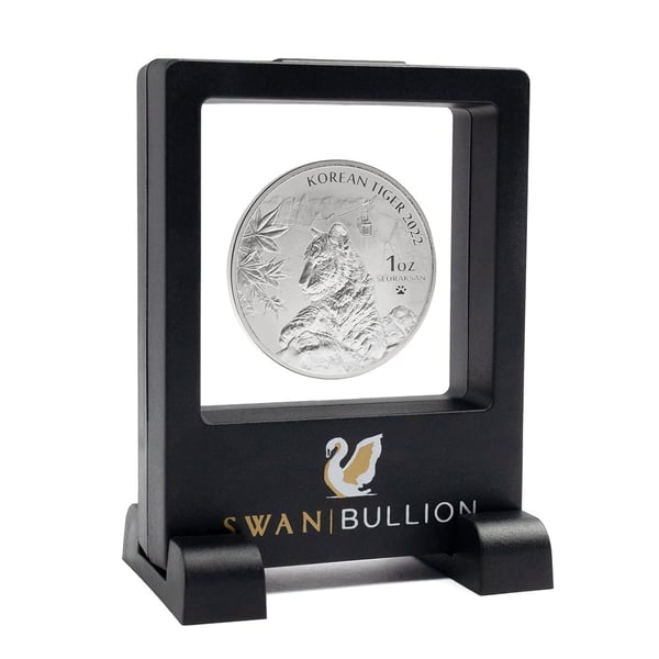 Floating Frame Display Case SB-3D-FFDCWS-swan-bullion-3d-floating-frame-display-case-with-stands