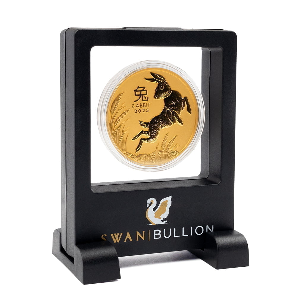 Floating Frame Display Case SB-3D-FFDCWS-swan-bullion-3d-floating-frame-display-case-with-stands