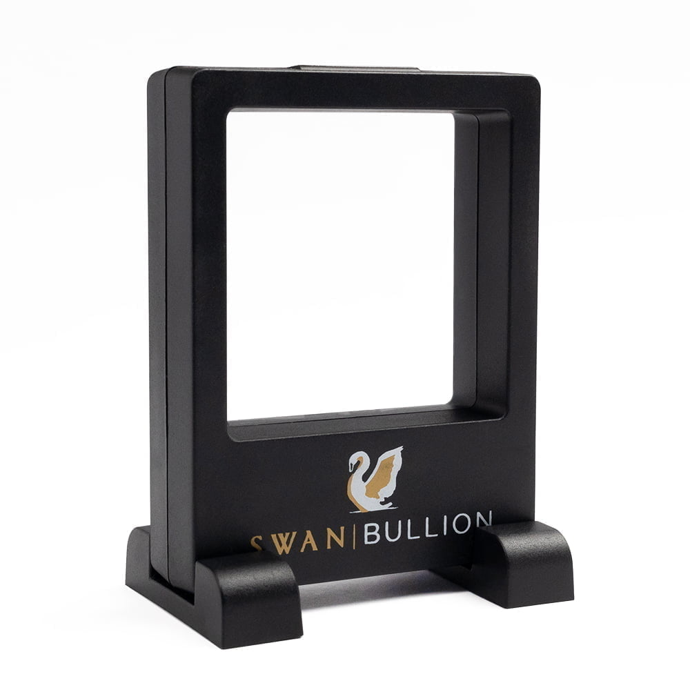 Floating Frame Display Case SB-3D-FFDCWS-swan-bullion-3d-floating-frame-display-case-with-stands