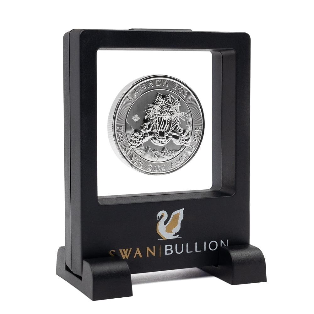 Floating Frame Display Case SB-3D-FFDCWS-swan-bullion-3d-floating-frame-display-case-with-stands