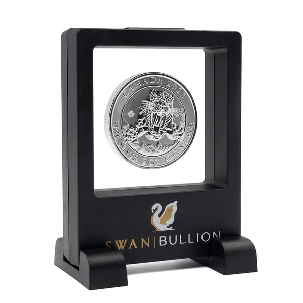 Floating Frame Display Case SB-3D-FFDCWS-swan-bullion-3d-floating-frame-display-case-with-stands