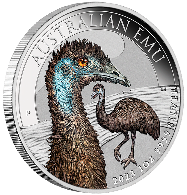 australian emu 23P67AAA-2023-australian-emu-1oz-silver-coloured-coin