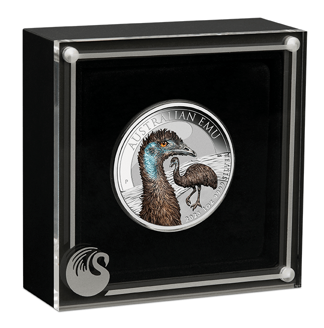 australian emu 23P67AAA-2023-australian-emu-1oz-silver-coloured-coin