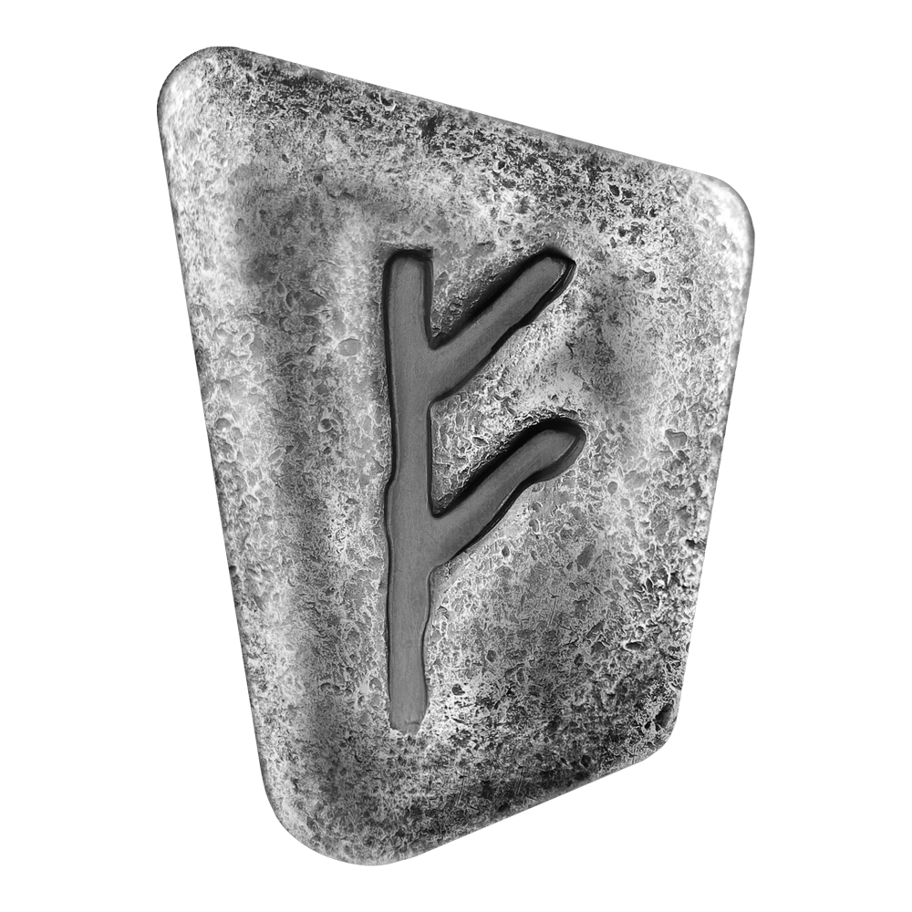 fehu rune GMFEHURS1O-fehu-rune-1oz-silver-cast-bar