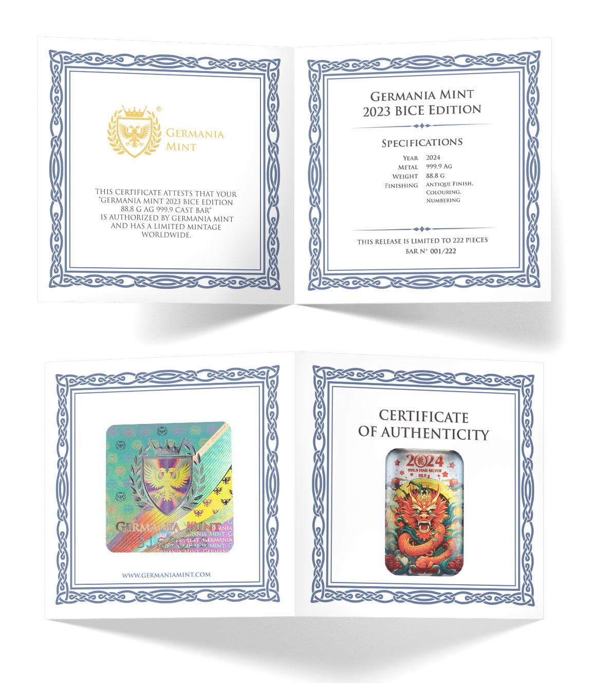 Dragon BICE 24GMBICE888-2024-year-of-the-dragon-bice-88-8g-silver-cast-bar