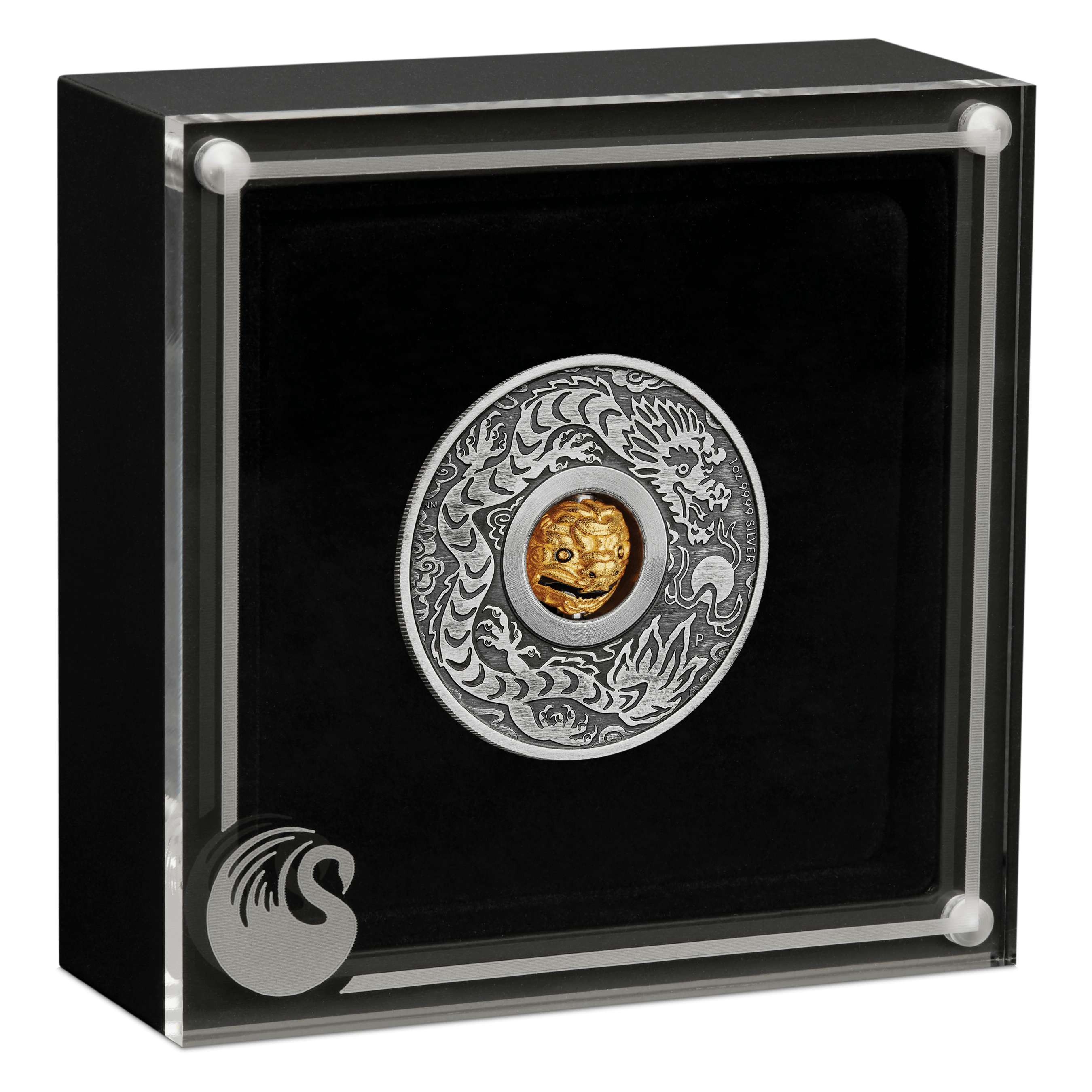 2024 Year of the Dragon Rotating Charm 1oz Silver Antiqued Coin 24P79AAA-2024-year-of-the-dragon-rotating-charm-1oz-silver-antiqued-coin