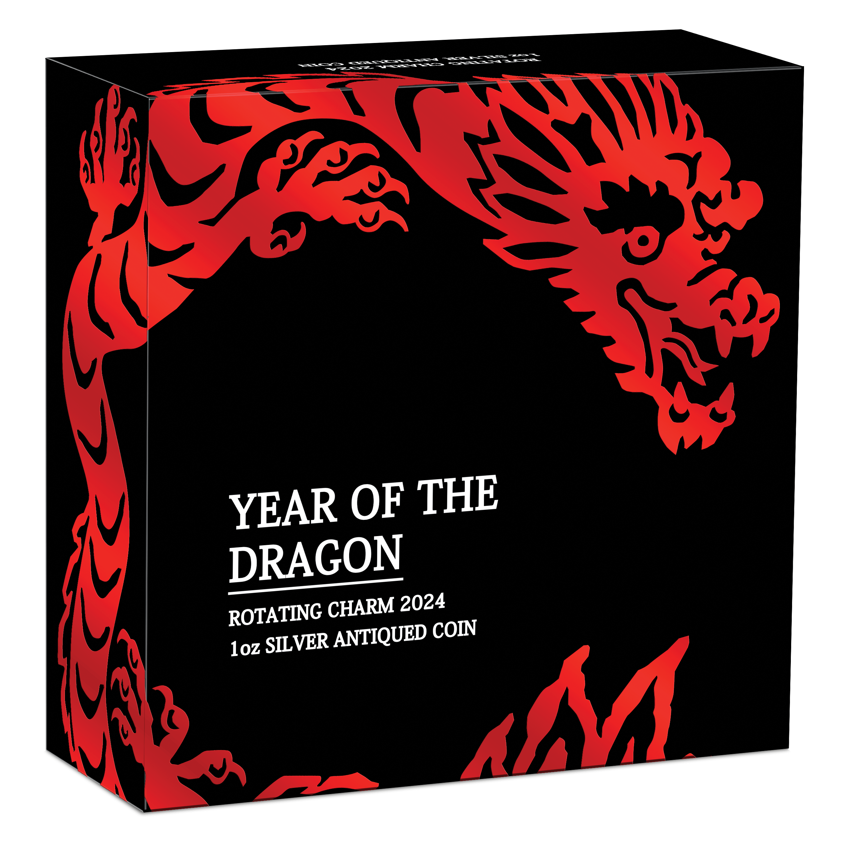 2024 Year of the Dragon Rotating Charm 1oz Silver Antiqued Coin 24P79AAA-2024-year-of-the-dragon-rotating-charm-1oz-silver-antiqued-coin